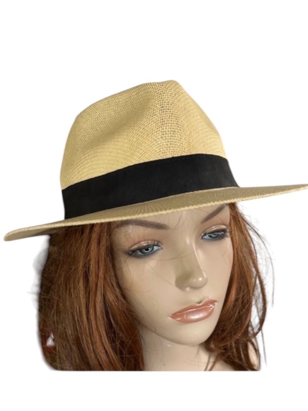 Straw Fedora Hat with Black Band